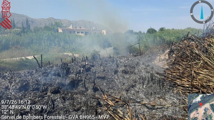 Imagen del incendio forestal de Beniarbeig (Alicante)
