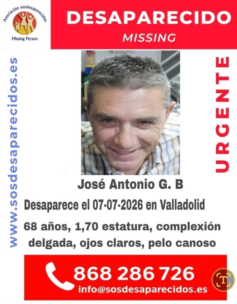Imagen de la persona desaparecida en Valladolid desde hace dos días.