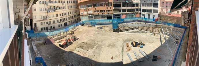 Imágenes de las obras del parking en un patio de manzana de Retiro