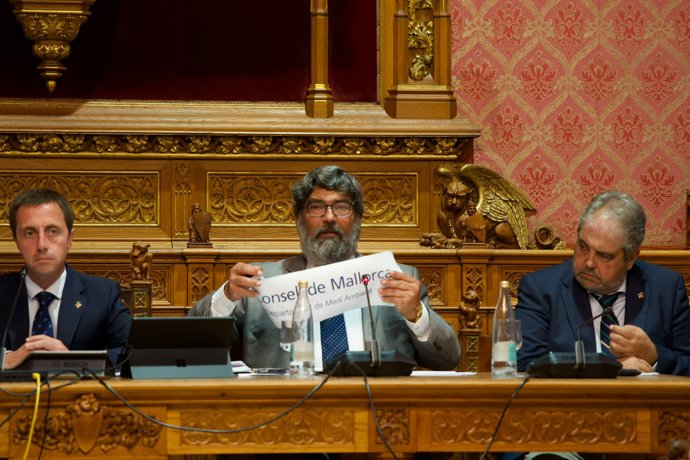 El vicepresidente segundo y conseller insular de Medio Ambiente, Medio Rural y Deportes, Pedro Bestard, en la comparecencia sobre el uso de vehículos oficiales