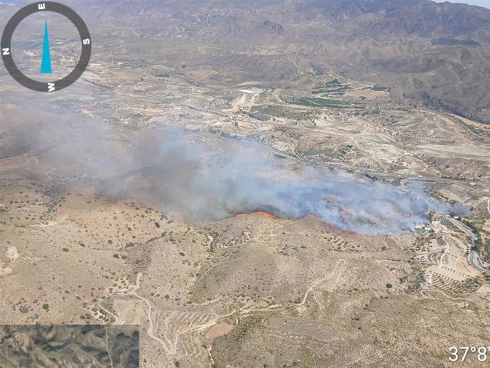 Incendio forestal en el término municipal de Los Gallardos (Almería).