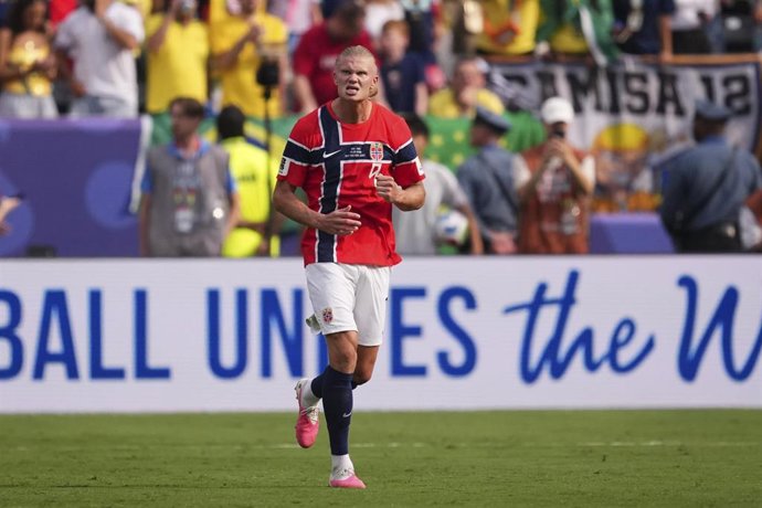 Erling Haaland durante el Brasil-Noruega del Mundial 2026