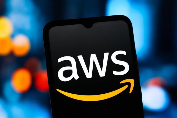 June 19, 2026, Canada: In this photo illustration, the AWS (Amazon Web Services) logo is seen displayed on a smartphone screen.