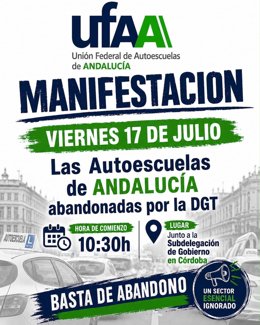 Las autoescuelas andaluzas se manifestarán por primera vez al "unísono" el 17 de julio para exigir medidas a la DGT.