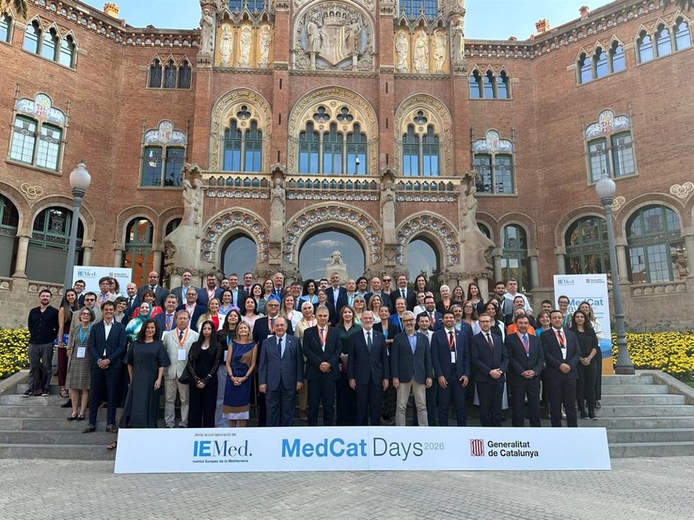 Foto de familia en la segunda jornada de los MedCatDays 2026, que organiza el Govern y el Institut Europeu de la Mediterrània (IEMed)