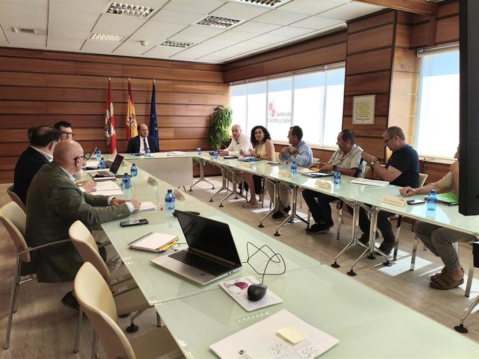 El consejero de Agricultura, Ganadería, Medio Rural y Política Ambiental, Joaquín Antonio Pino, en una reunión sobre sanidad animal con las organizaciones profesionales agrarias de Castilla y León.