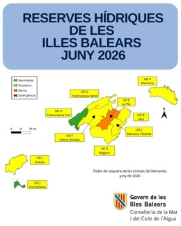 Mapa de reservas hídircas de Baleares.