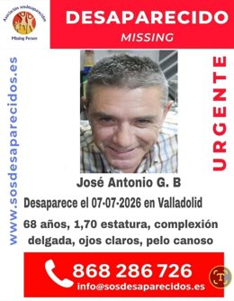 Imagen de la persona desaparecida en Valladolid desde hace dos días.
