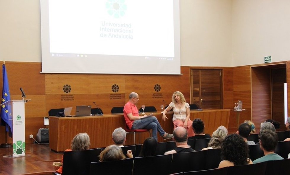 César Oliva y Lidia Otón, en la Escuela de Teatro 2026.