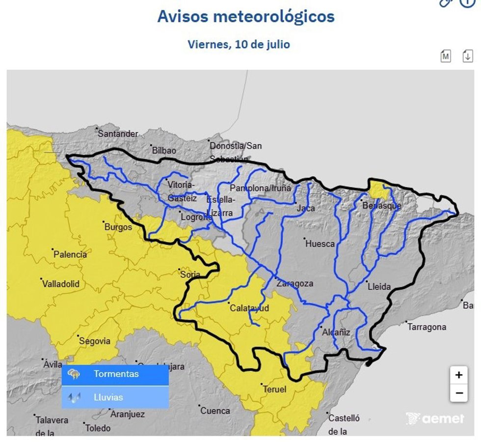 La CHE alerta de posibles crecidas en cauces menores y barrancos ante la previsión de lluvias intensas en la cuenca