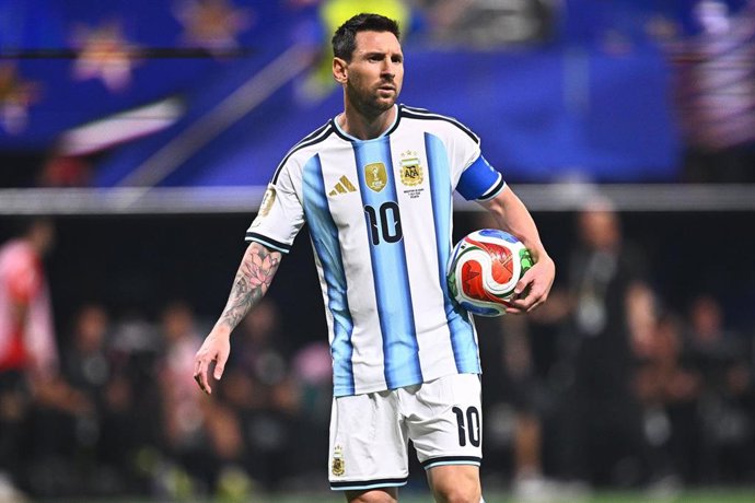 El capitán de la selección argentina Leo Messi durante el duelo de octavos de final ante Egipto.