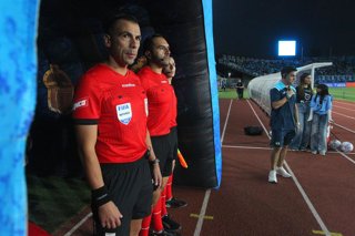 Futbol, O’Higgins vs Audax Italiano Fecha 8, Liga de primera 2026  El arbitro Juan Lara es fotografiado durante el partido de la liga de primera entre O’Higgins contra Audax Italiano disputado en el Estadio Codelco El Teniente de Rancagua,