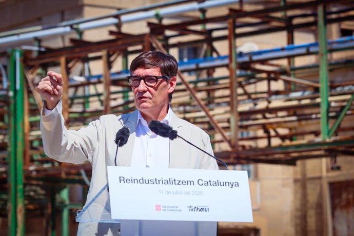 El presidente de la Generalitat, Salvador Illa, durante el acto de presentación del proyecto.