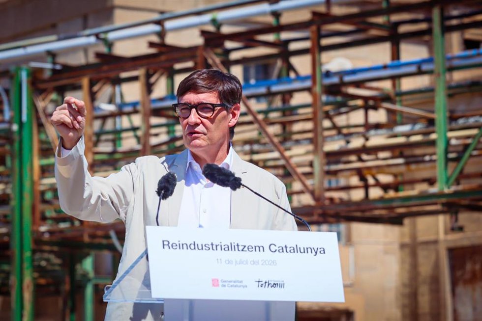 El presidente de la Generalitat, Salvador Illa, durante el acto de presentación del proyecto.