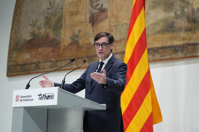 Archivo - Arxivo - El president de la Generalitat, Salvador Illa, intervé durant la recepció als esportistes catalans dels JJOO d'hivern 2026, a 3 de març de 2026, a Barcelona, Catalunya (Espanya).
