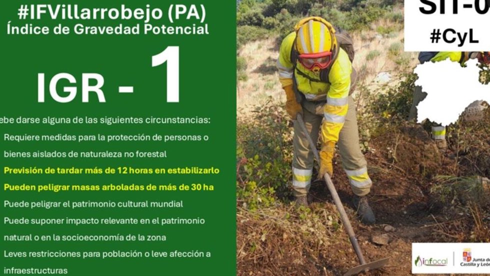 Declarado un incendio forestal de gravedad 1 en Villarrobejo (Palencia)