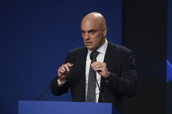Archivo - December 12, 2025, Sao Paulo, Sao Paulo, Brasil: Sao Paulo (SP), 12/12/2025 Ãâ" Media/Television/SBT News Ãâ" The Minister of the Supreme Federal Court of Brazil, Alexandre de Moraes, during SBT News in Sao Paulo, during an event marking t