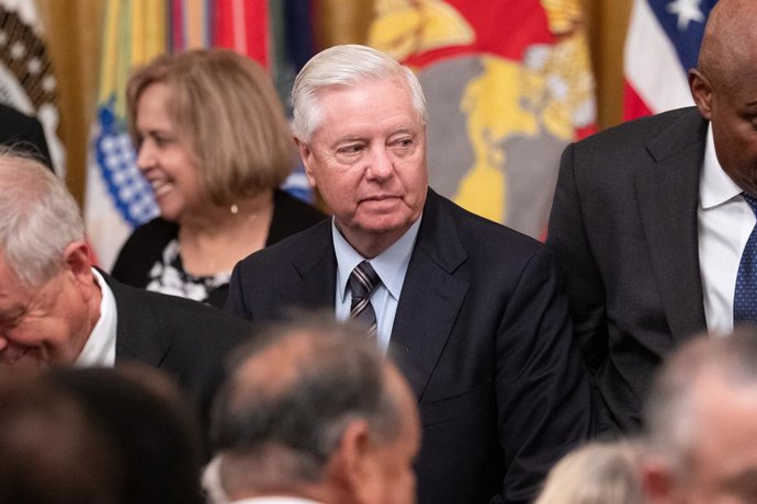 June 18, 2026, Washington, District Of Columbia, USA: United States Senator Lindsey Graham (Republican of South Carolina) departs a Medal of Honor award ceremony in the East Room of the White House in Washington, DC, USA, on Thursday, June 18, 2026