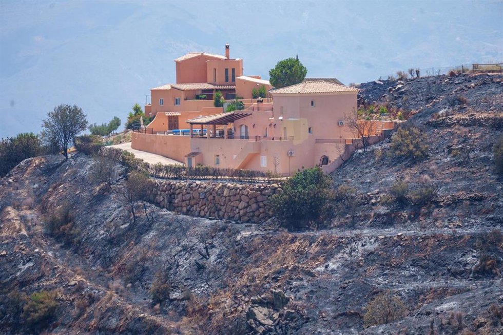 Imagen de la zona afectada por el paso del incendio de Los Gallardos. A 11 de julio de 2026 en Almería (Andalucía, España).