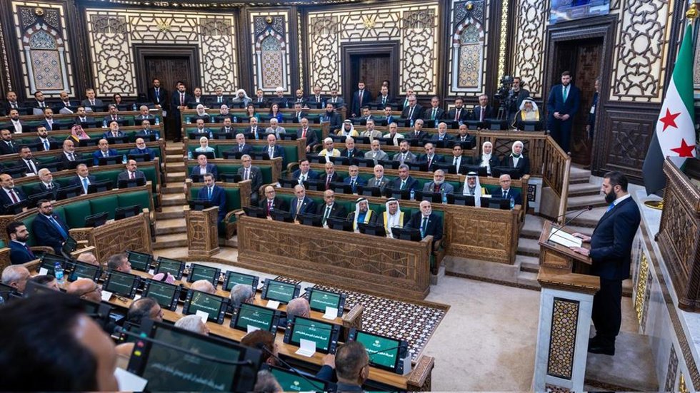 Ahmed al Shara preside la primera sesión del nuevo Parlamento sirio, a 12 de julio de 2026