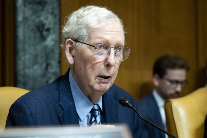 Archivo - Arquivo - 9 de junho de 2026, Washington, Distrito de Columbia, EUA: O senador norte-americano MITCH MCCONNELL (R-KY) discursando em uma audiência da Subcomissão do Departamento de Defesa da Comissão de Apropriações do Senado, no Capitólio dos E