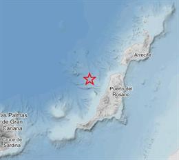 Terremoto localizado por el IGN al noroeste de Fuerteventura