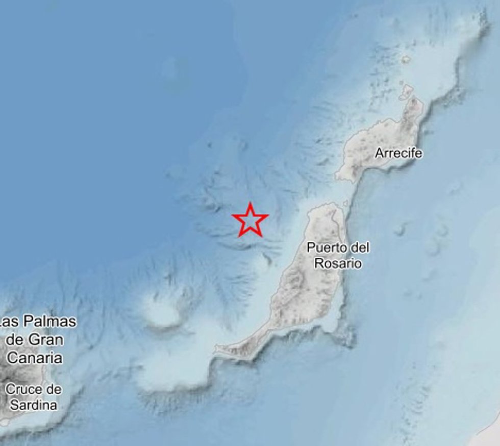 Terremoto localizado por el IGN al noroeste de Fuerteventura