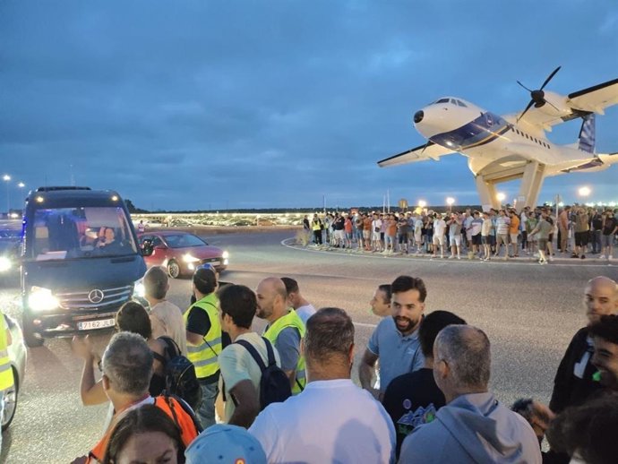 Imagen de la concentración de trabajadores de Airbus San Pablo (Sevilla).