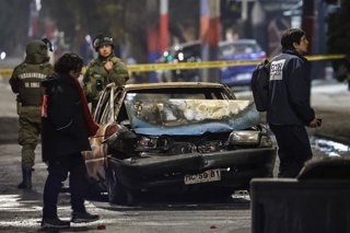 Santiago, 12 de julio de 2026.  Balacera con resultado de doble homicidio y auto quemado en calle Lo Blanco en San Bernardo, cercano a hospital El Pino  Diego Martin/Aton Chile