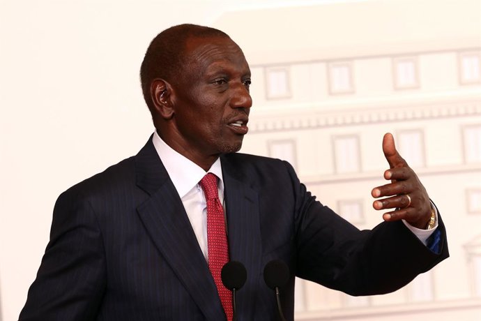 Archivo - April 20, 2026, Rome, Italy: Kenyan President William Ruto speaks during the press conference with joint statements illustrating the agreements reached. Prime Minister Giorgia Meloni met with Kenyan Prime Minister William Ruto at Palazzo Chigi t