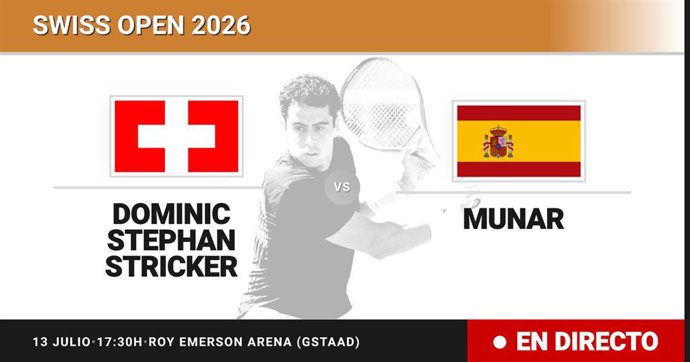 Dominic Stephan Stricker - Jaume Munar: resumen y estadísticas del partido de Dieciseisavos de final de Swiss Open