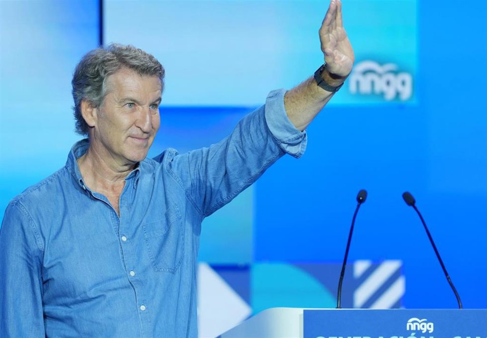 El presidente del PP, Alberto Nuñez Feijóo, clausura el XVI Congreso Nacional de Nuevas Generaciones del PP, a 11 de julio de 2026, en Valladolid, Castilla y León (España). 