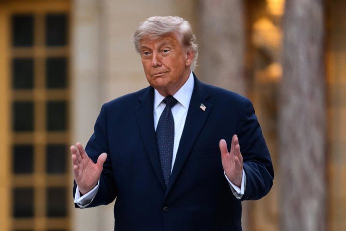 17 June 2026, France, Paris: US President Donald Trump arrives at the Palace of Versailles to attend an event marking the 250th anniversary of US independence. Photo: Julien Mattia/Le Pictorium via ZUMA Press/dpa