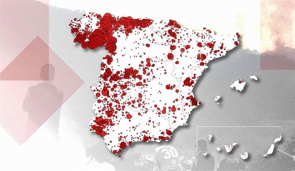 MAPA | Los municipios de España más castigados por los incendios forestales en la última década