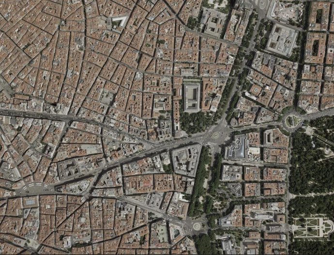 Imagen vuelo zonas distrito de Centro y Retiro.