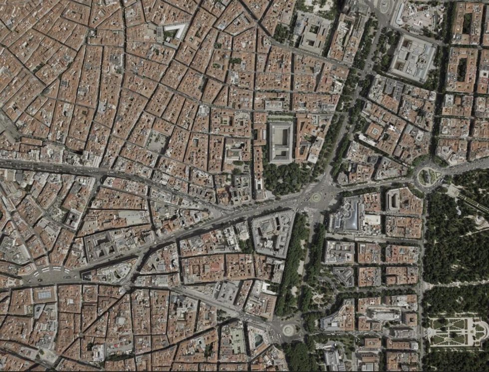 Imagen vuelo zonas distrito de Centro y Retiro.