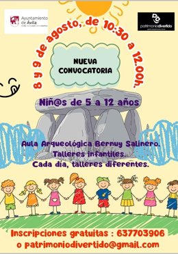 Cartel de los cursos de verano infantiles y juveniles organizados por el Ayuntamiento de Ávila.