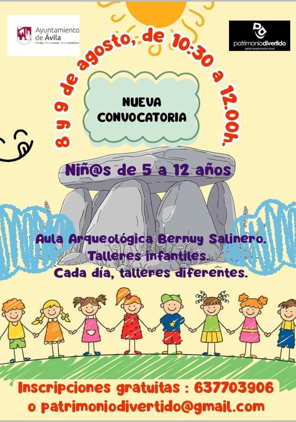 Cartel de los cursos de verano infantiles y juveniles organizados por el Ayuntamiento de Ávila.