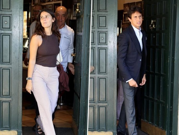 Tana Rivera y Andrés Roca Rey abandonando un restaurante en la capital