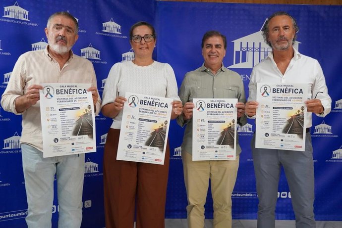 Presentación de la gala musical a favor de la Asociación Víctimas de Adamuz en Punta Umbría (Huelva).