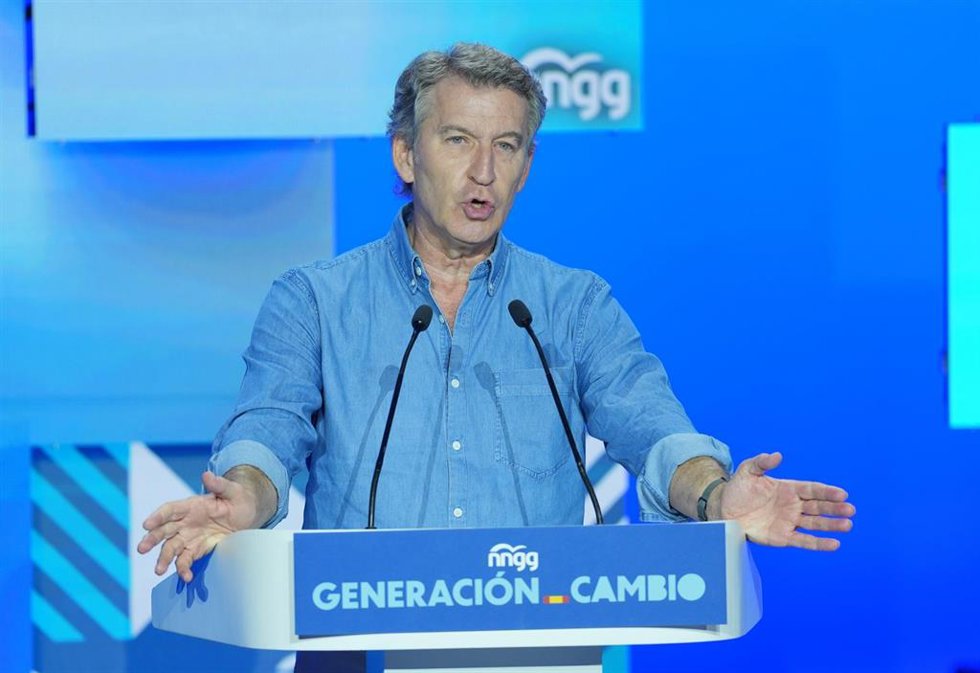 El presidente del PP, Alberto Nuñez Feijóo, clausura el XVI Congreso Nacional de Nuevas Generaciones del PP, a 11 de julio de 2026, en Valladolid, Castilla y León (España). 