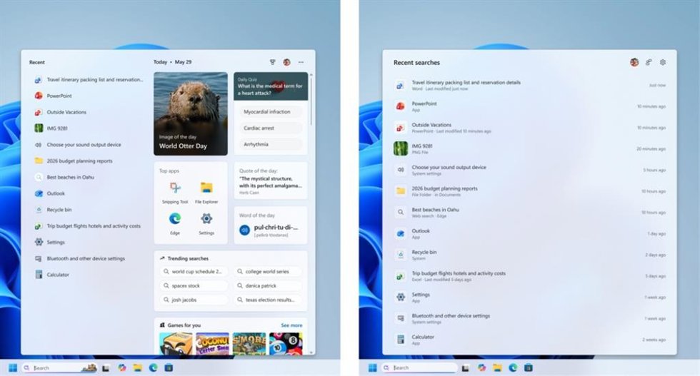 Trabajos de mejora en el buscador de Windows