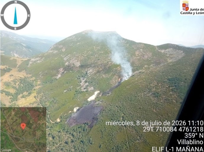 Vista aérea del incendio de Caboalles de Arriba (León).