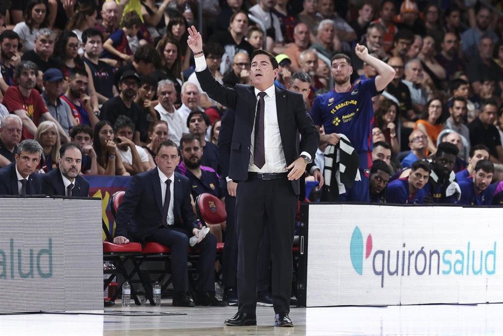 Xavi Pascual en un partido con el Barça en el Palau Blaugrana
