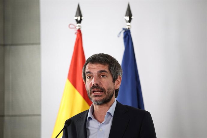 El ministro de Cultura, Ernest Urtasun, ofrece declaraciones a los medios, durante la presentación de la Conferencia Ministerial por la Cultura Palestina, a 9 de julio de 2026, en Madrid (España). El objetivo de la Conferencia es crear una alianza interna