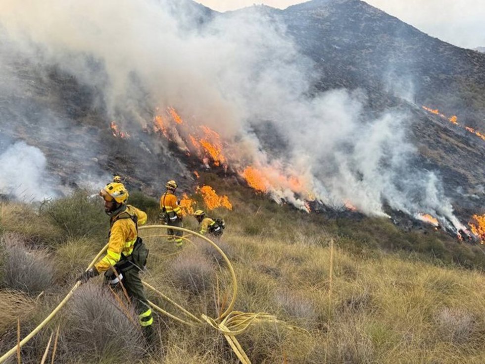 Activado el nivel 1 del Plan Infomur por un incendio forestal en Las Balsicas (Mazarrón)