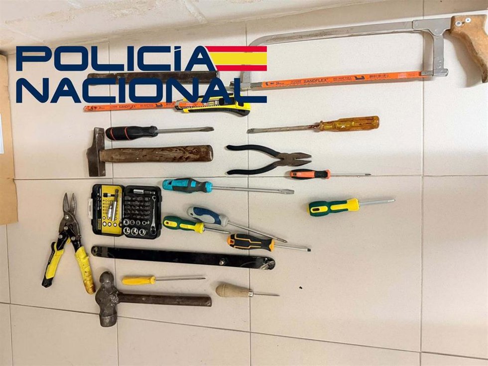 Herramientas incautadas en Plasencia