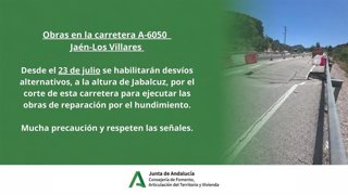 Anuncio de obras en la A-6050