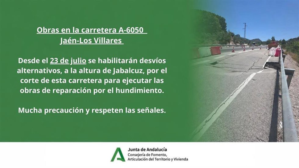 Anuncio de obras en la A-6050