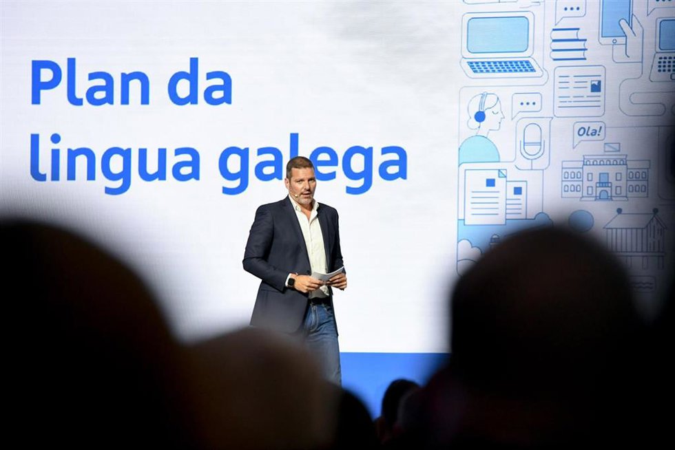 El conselleiro de Cultura, Lingua e Xuventude, López Campos, en la presentación del Plan Xeral de Normalización da Lingua Galega, a 15 de julio de 2026.